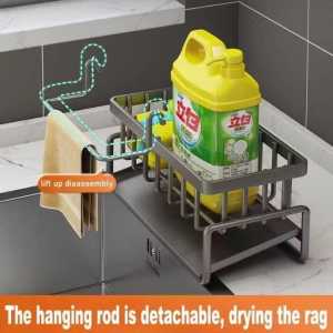 Kitchen Faucet Sink Drain Rack Sponge Holder With Drainer Bathroom Shampoo Soap Storage Shelf Toilet