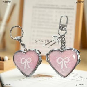 [COD] yixiayun Y2K Trendy Heart Folding Mirror Keychain Sweet Cool Metal Keyring Makeup Mini Mirror Fashion Bag Pendant Girly Gifts