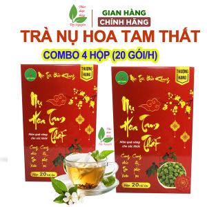 Combo 4 hộp trà nụ hoa tam thất Bảo Khang trà túi lọc tam thất nấm linh chi an thần ngủ ngon giảm stress giải độc mát gan đẹp da