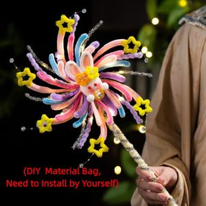Minoa mid autumn festival lantern 灯笼中秋节 Unfinished Glowing Rotating Lantern Handheld Twister Stick Spinning Lamp Kids Toys Handmade DIY Lantern Material Kit Festival Decoration