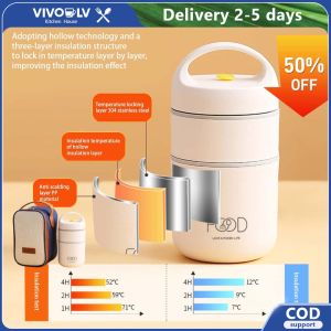 VIVOLILV 🚚💨2-3 Days Delivery304 Stainless Steel Lunch BoxMicrowaveable 2 Layer Soup Bentgo lunch bag Lunch Box Stainless with Bag Thermal 304 Stainless Steel Insulated Lunch Box lunchbox for kidsMicrowave Food Fruit Container Storage BoxStudent lunch bo