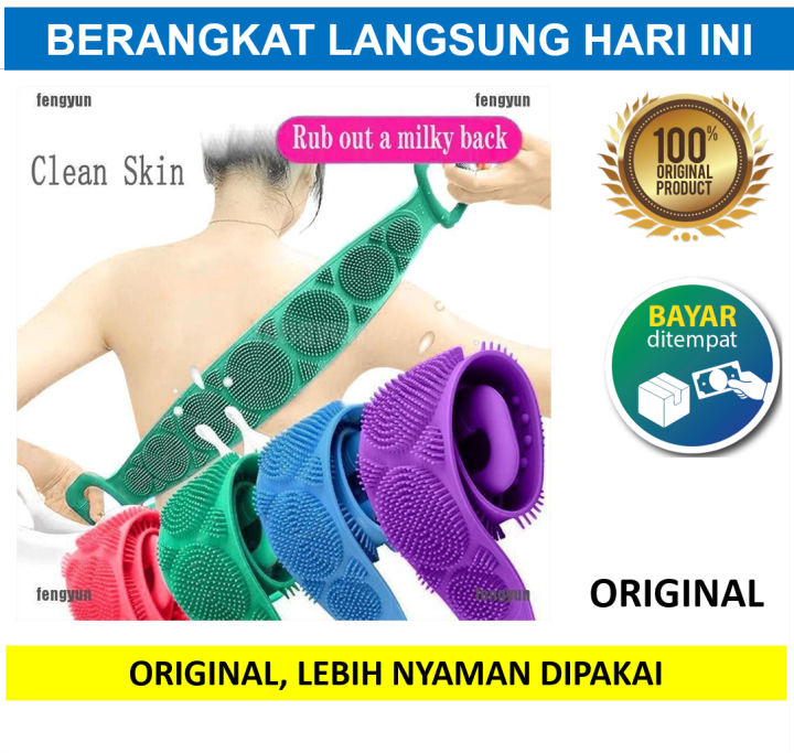 Sikat Punggung Mandi Bath Back Scrubber Silikon Silicon Silicone Towel Body Belt Brush Alat