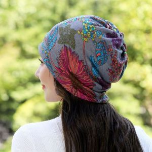 [A HAT] Spring and Autumn Pile Pile Hat for Women Original Multifunctional Bib Muslim Bandana for Ladies Korean Style Fashion Floral Print Chemotherapy Cap