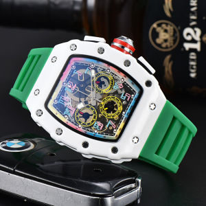 Its hot! Premium Ceramic glaze Rainbow Gradient Mens Watch Quartz six-pin multi-function Perpetual Calendar Sweep second watch