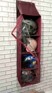 Rak Helm Motor 4 Susun Tutup Gantung Alas Triplek Mika Tebal