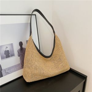 Tas Selempang Wanita Elegan / Tas Bahu Wanita tenunan / Tas jerami  / Tas jinjing / Tas pantai Bali Tote Bag Shoulder Bag Straw Net Bag / Tas Estetik Korea / Esther Bag MLH AJ01