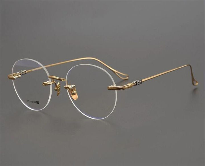 Vintage Rimless Pure Titanium Round Eyewear Frame Men Optical Eyeglasses  Business Design Goggle Prescription Glasses for Men Lazada PH
