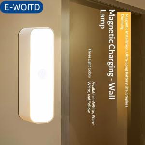 E-WOITD  Không dây LED đêm đèn USB sạc ba màu sắc từ tường đèn cho tủ quần áo phòng tủ quần áo nhà bếp học tập bàn đèn