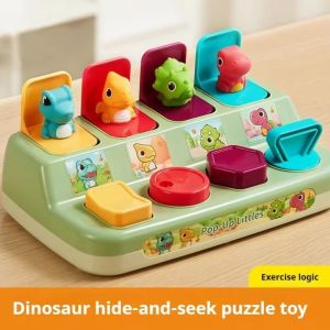 YOUSHI TOP Nút Hộp chuyển mạch khủng long Montessori Động vật hoạt hình Đồ chơi bật lên hoạt động Đồ chơi trốn tìm Bền bỉ Hộp đồ chơi động vật tương tác Tập thể dục cho ngón tay bé
