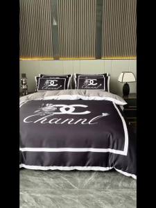 High-End Light Luxury Ice Silk Noble Bed Sheet Four-Piece Set Duvet Cover Double Bed Fitted Sheet Summer High-End Master Bedroom Set LZD