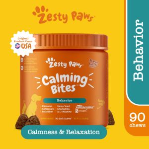 Zesty Paws Calming Bites with Suntheanine - Peanut Butter Flavor (90 Soft Chews) (EXP:10 2026)