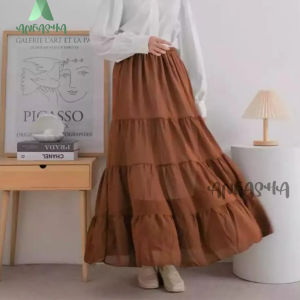 ROK WAFFLE LEBAR PAYUNG CERUTY FULL FURING / Rok panjang fashion wanita BY TOKO ANFASHA