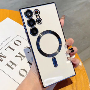 🌟เปลือกดูดแม่เหล็ก🌟ฝาครอบเคสชุบหรูหรา TPU เคส samsung Galaxy s24 s23 s22 s21 s20 note10 note20 plus fe ultra S24FE S23FE S22FE S21FE S20 +