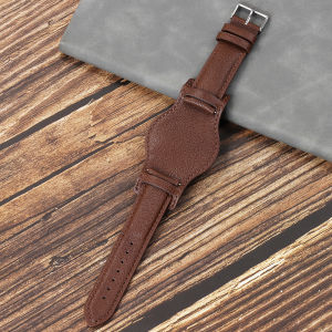 LANGLEY Watch Band 18mm 20mm 22mm Cowhide Leather Universal Strap Accessories Watch Strap With Base Tray Smooth Genuine Leather Watch Bracelet Black Brown Coffee