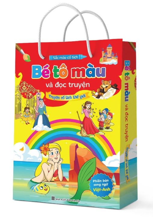 Bé tô màu đọc truyện - Cô bé quàng khăn đỏ - Song ngữ Việt Anh