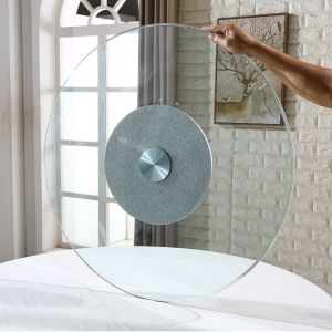 Tempered glass rectangular table round table for household use thickened tempered glass turntable does not require installation