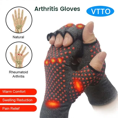 VTTO 1Pair Women Men Arthritis Compression Gloves for Hand Arthritis Carpal Tunnel Pain Anti-Slip Glue Dot Gloves