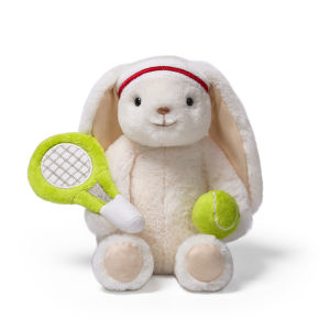 McHugs Tennis Bunny Plush Toy with Racket and Headband Tennis Player Gift Birthday Gift for Kid and Friend