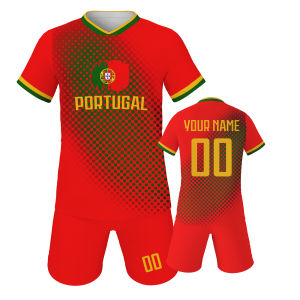 Kids Portugal Soccer Jersey Customizable Name Number Football Kit Team Club Uniforms Boys Girls Children Soccer Gifts 3-14Y2026