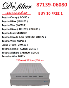 Buy 10 Free 1 @ Toyota Vios NCP93 Camry ACV40 Estima ACR50 Alphard Fortuner Hilux Innova Altis New Perodua Alza 2022- Cabin Air Filter Aircond Filter # 87139-06080 ( White Box )
