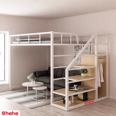 [ Freeship HCM] [ Trả góp 0%] [Có ảnh và video thực tế] GIƯỜNG TẦNG THÔNG MINH KHUNG SẮT OHAHA - GTS006