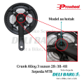 Prowheel Crank 3 susun alloy hitam silver 28 38 48T sepeda MTB. 