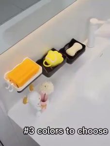 Multipurpose Double Layer Soap Dish with Drainer & Hooks Space Saving Wall Mounted Soap Organizer