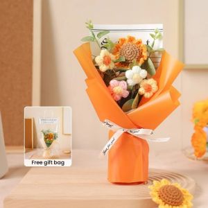 HEY MISS Bouquet Decoration Sunflower DIY Bouquet Knitted Knit Cartoon Sunflower Flower Bouquet Toy Graduation Gift Lovely Sunflower Plush Bouquet Graduation Season