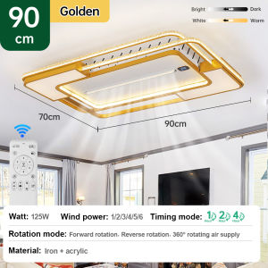 GOGEOUS Luxury ceiling lights with fan super bright 3 color dimming ceiling lights modern design ceiling fan with light with remote 6 speed bladeless ceiling fan with led lights for living room kitchen dinning room bedroom