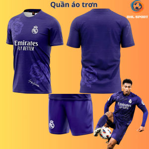 (Vải thun mè) Áo bóng đá CLB Real tím hoa hồng sân khách 2024/2025 áo bóng đá in tên số theo yêu cầu ĐHL SPORT