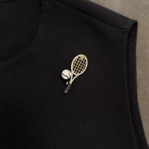 HEALMEYOU Zircon Tennis Racket Brooch Rhinestone Alloy Enamel Metal Clothes Pin Personality Vintage Gold Brooch Girls