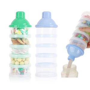 2 PCS 5 Layers Baby Milk Powder Dispenser Portable Formula Dispenser Travel Milk Powder Container Snack Storage (Blue + Green)