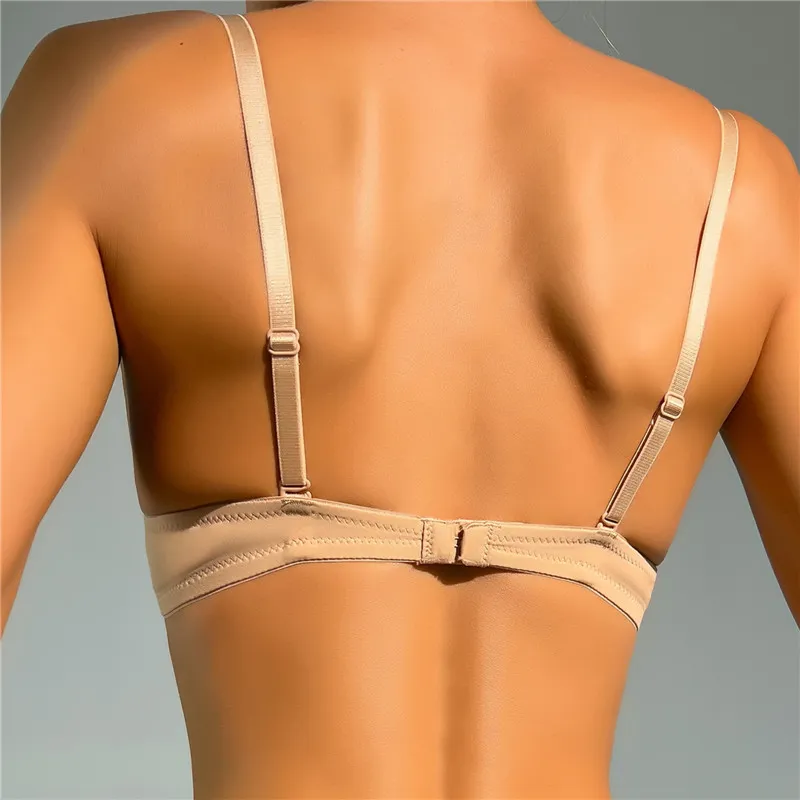 Strappy Low Back Bra for Women Deep V Low Cut Backless Bralette Multiway  Convertible Straps Halter Bra