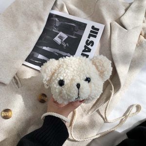 SUNYMEI Kawaii Baby Girls Cartoon Children Plush Bear Shoulder Bag Mini Purse Bags Messenger Bag Wallet