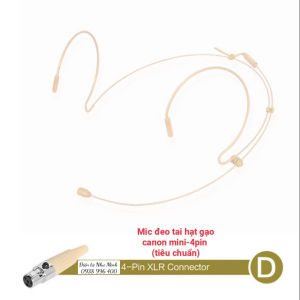 Mic đeo tai Hạt Gạo Màu Da - Mic đeo tai dùng cho máy trợ giảng - Mic điện dung màu Be