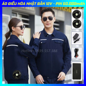 ÁO ĐIỀU HÒA CHÍNH HÃNG NHẬT BẢN PIN 50.000mAh - QUẠT 12V KHÔNG CHỔI THAN SIÊU MẠNH ÁO QUẠT LÀM MÁT CHỐNG NẮNG NÓNG BẢO HỘ LAO ĐỘNG NAM NỮ