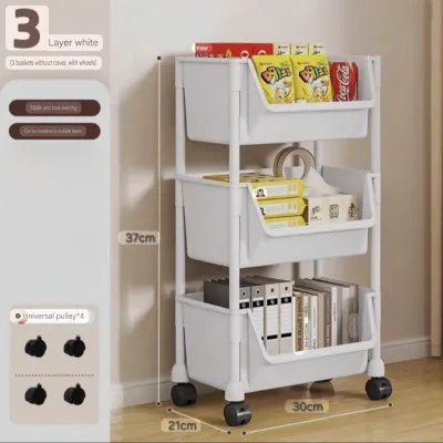 Trolley Storage Rack Organizer Shelving Portable Movable Waterproof Kitchen Toilet Bathroom Shelf