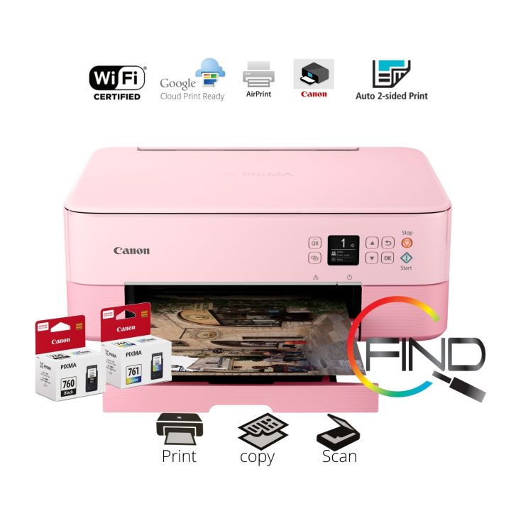 Pink Printer Inkjet Canon PIXMA TS5370a (Pink) Compact Wireless