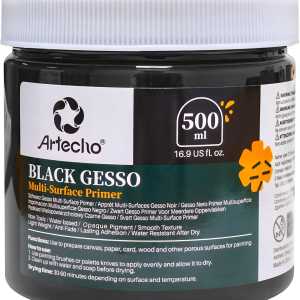 Art Supply 500ml Black Gesso Primer for Oil & Acrylic Painting Blendable Non-Toxic Medium Canvas Superior Coverage
