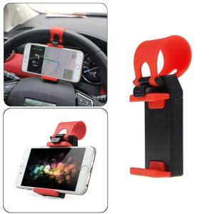 Universal Car Phone Holder Car Steering Wheel Mount Stand Holder Flexible Adjustable Rubber Band Pemegang Telefon Kereta