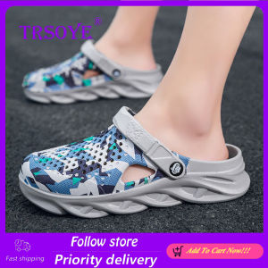 TRSOYE ใหม่ผู้ชายรองเท้าแบบมีรูระบายฤดูร้อนรองเท้าแตะยูนิเซ็กส์ขนาดใหญ่น้ำหนักเบา Hollow รองเท้าชายระบายอากาศเกาหลีกลางแจ้งขนาด38-45