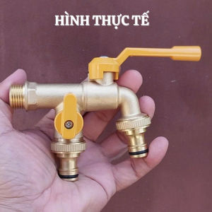 Vòi nước 3 đầu ra thông minh chất liệu đồng kèm 2 đầu nối ống