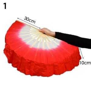 PCTYL36665 Kid Women Gradient Color Long Imitation Belly Dancing Fan Silk Fans Rayon Silk Fans Long Silk Fans