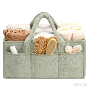 Portable Felt Diaper Caddy with Multiple Compartments Large Storage Basket for Nursery Changing Table & Travel Essential Gift for New Moms