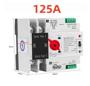 100A 125A Din Rail Dual Power Automatic Transfer Switch Electrical Selector Switches Uninterrupted Power