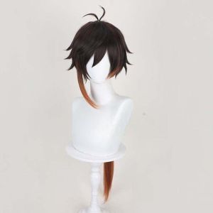 Game Genshin Impact Zhongli Wig Cosplay Costume Hanfu Ancient Wig Morax Role Play Uniform Hair