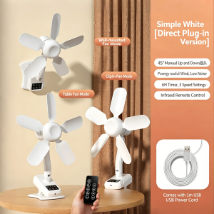 Multi-functional Portable Clip Fan With Digital display With Remote Control USB Fan Office Silent Dorm Fan