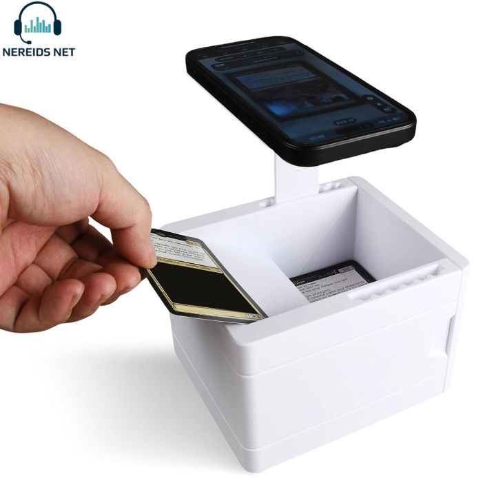 mtg card scanner price GIBOPOB Stand for ManaBox, Adjustable Phone Holder, Sloped Tray Trading Card Scanner for Standard Size Cards, Fast Card Catalog Tool for Sleeved & Unsleeved Cards : Cell Phones Gathering Card Scanner Stand With