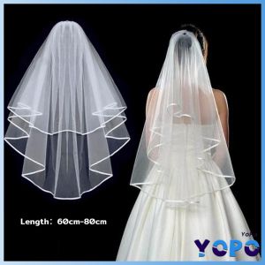 YoPo Elegant Wedding Veil Lace Edge Bridal Veil For Birthday Photo High-end