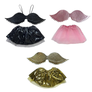 Metallic Cosplay Wing Costume with Skirt Halloween Costume Accessories for Kids Chrismas Birthday Halloween Cosplay